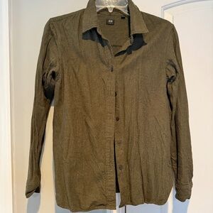 Military green uniqlo button up blouse